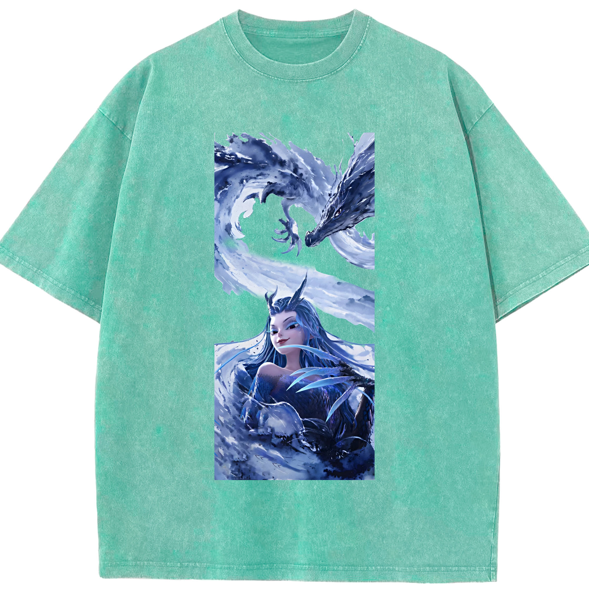 （画像用） Ne Zha 2 ナタ 魔童の大暴れ 綿100% ヴィンテージ風 半袖Tシャツ（フロントプリント）